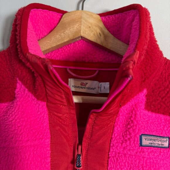 Vineyard Vines 1/4 Zip Colorblock Fleece Pullover Jacket Women's Small Pink Red - Picture 7 of 15